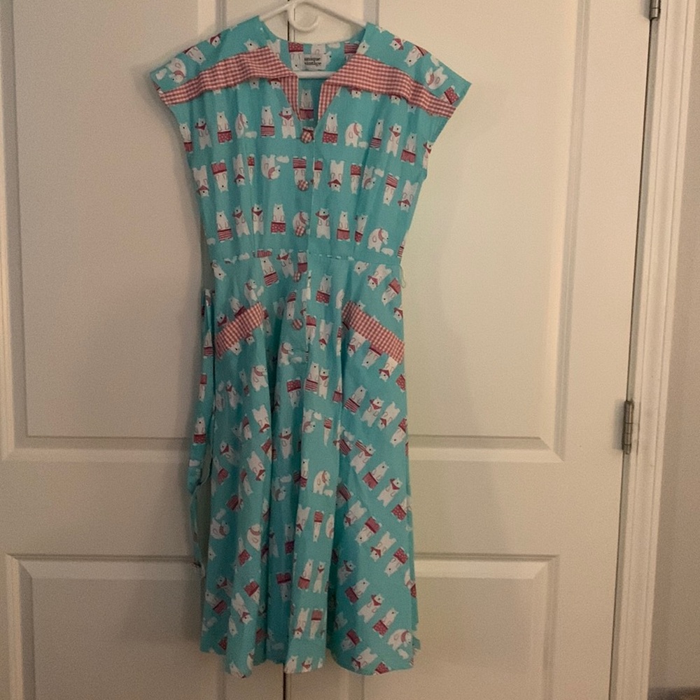 Cute bear novelty print Unique Vintage dress small